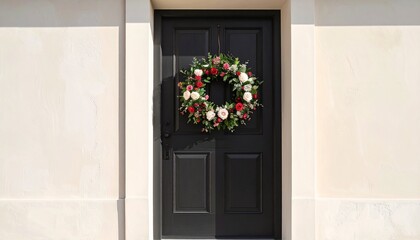 Fototapeta premium christmas wreath on the door, design concept