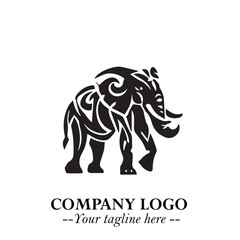 Obraz premium Majestic Elephant Logo Symbol in Black on White Background with Elegant Minimalist Modern Design