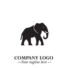 Obraz premium Majestic Elephant Logo Symbol in Black on White Background with Elegant Minimalist Modern Design