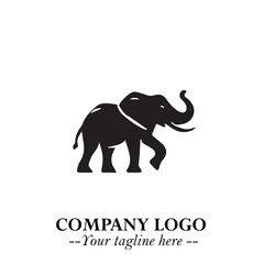 Obraz premium Majestic Elephant Logo Symbol in Black on White Background with Elegant Minimalist Modern Design