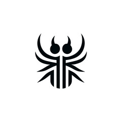 Abstract Tribal Deity Graphic Symbol in Black