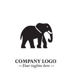 Majestic Elephant Logo Symbol in Black on White Background with Elegant Minimalist Modern Design