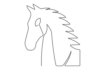Modern abstract horse one line drawing in simple minimalist outline art