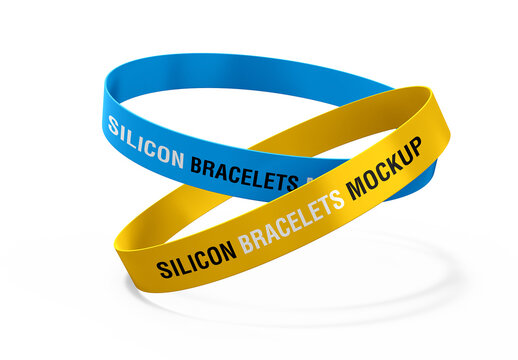 Two Silicon Wristbands Mockup Template