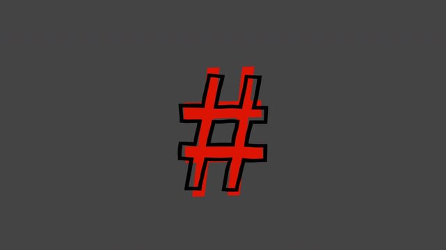 Moving doodle-style Hash tag sign, alpha channel