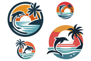 This is a jumping dolphin logo, suitable for use as a logo for a children's toy company, raincoat, boots, water tools, waterbomb, swimming pool, water tire, swimming equipment, cold drinks