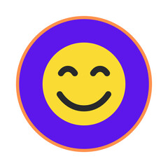 Happy yellow smiley face icon with purple border