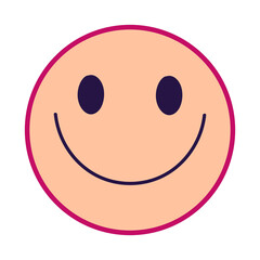 Simple peach smiley face with dark eyes and smile