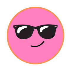 Pink smiley face wearing black sunglasses and smiling