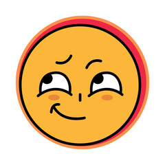 Sly smirking emoji with raised eyebrows and blushing cheeks