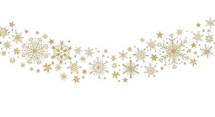 Golden Snowflake Swirl Decoration Festive Holiday Border Design
