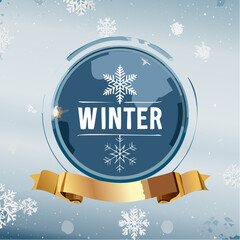 Luxury Gold Ribbon Snow Bokeh Background Vector