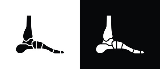 Metatarsal, Foot bone icon. Illustration of human bones. Orthopedic vector icon, human bones and skeleton anatomy illustration, human body parts, Black and white flat vector icon.