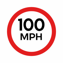 100 MPH Speed Limit Sign in Vector illustration 