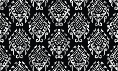 Ethnic ikat floral Ethnic Indian Pattern Ikat pattern Ethnic Pattern.Border Indian floral Aztec embroidery border seamless patterns.	