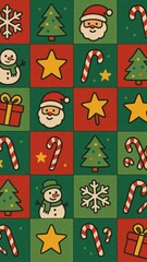 Fototapeta premium Festive Christmas pattern mobile wallpaper