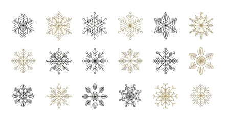 Elegant Geometric Snowflake Collection A Versatile Set of Ornamental Winter Elements