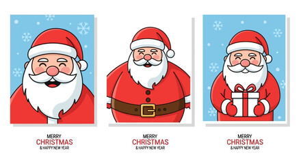 Festive Santa Claus Illustration Set for Christmas Greetings