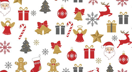 Festive Christmas Seamless Pattern with Holiday Elements for Decor and Backgrounds