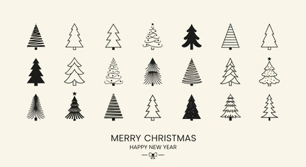 Obraz premium Collection of Minimalist Christmas Tree Icons for Holiday Designs
