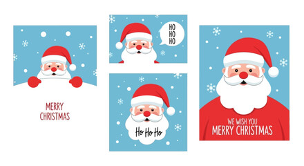 Santa Claus Faces in Festive Christmas Card Designs