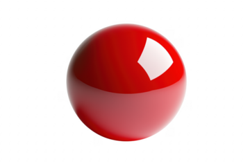 Shiny red sphere with bright highlights isolated on a transparent background