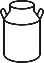 Simple line art illustration of a vintage milk can with handles