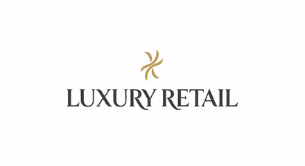 Elegant Luxury Retail brand logo with golden abstract symbol.
