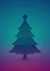 Fototapeta premium Vibrant silhouette Christmas tree wallpaper.