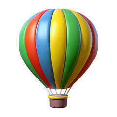 Fototapeta premium Colorful hot air balloon with basket isolated on transparent background