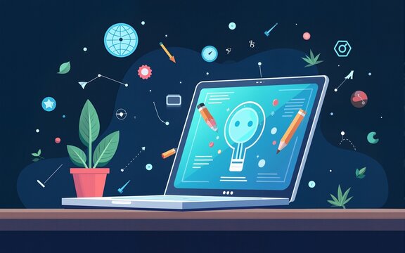 education online on internet, e-learning concept. High quality