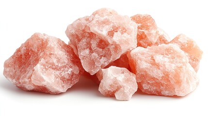 Stack of Pink Himalayan Salt Crystals on White Background