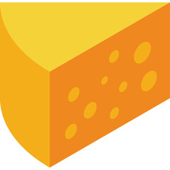A Slice Of Yellow Cheese With Visible Holes And A Smooth Texture Isolated On A Transparent Background Rendered In A Flat Design Style