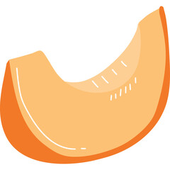 A Sliced Orange Cantaloupe Melon Wedge With Visible Seeds And Light Texture On A Transparent Background