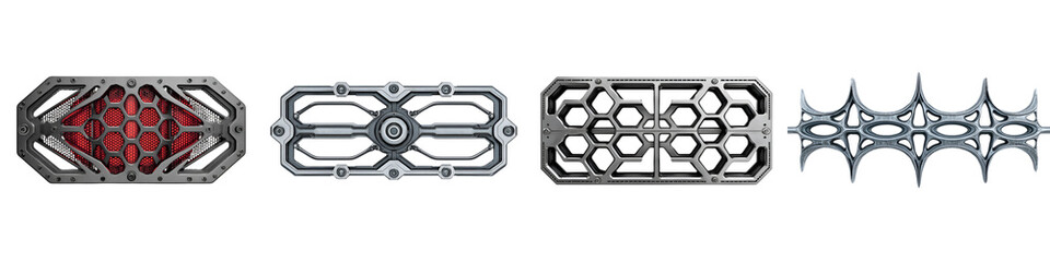 Sci-Fi Panel Ornaments on White Background