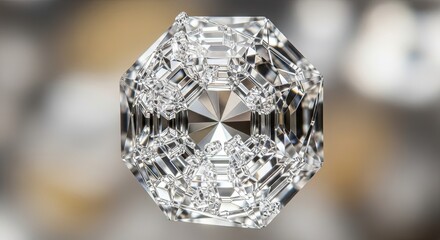 Sparkling diamond with precise cuts, reflecting light with brilliant clarity and exquisite detail