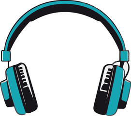 Turquoise and black headphones icon music symbol audio equipment dj gear sound technology isolated on transparent background