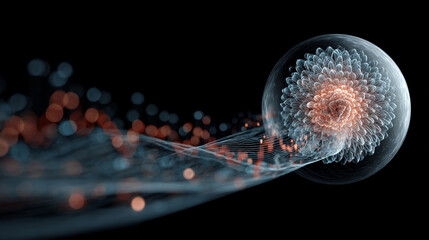 A stock chart spiraling into a semi-transparent floating orb, symbolizing financial growth, market dynamics, and futuristic analytics. A modern, abstract visualization ideal for business and tech conc
