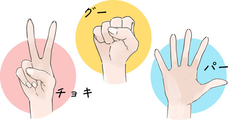 じゃんけんをしている綺麗な手のセットイラスト