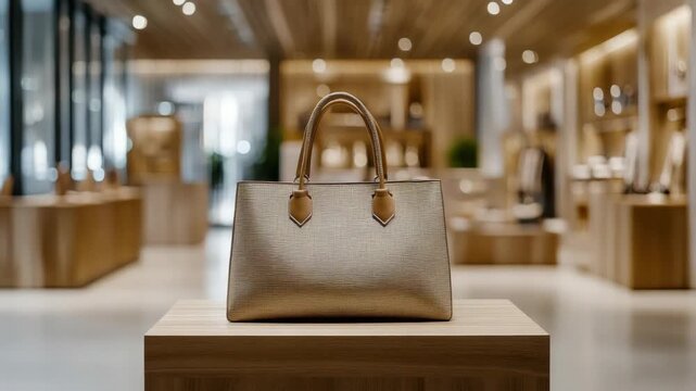 Stylish modern handbag display in luxury retail environment showcasing elegance and fashion trends