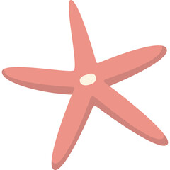Illustration Of A Pink Starfish With Five Arms And A Pale Yellow Center Against A White Background