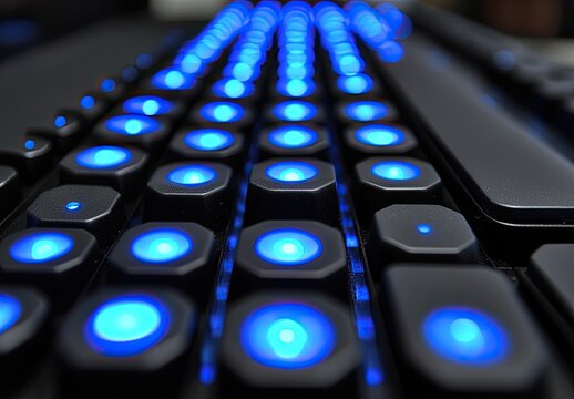 Illuminated keys on a dark keyboard