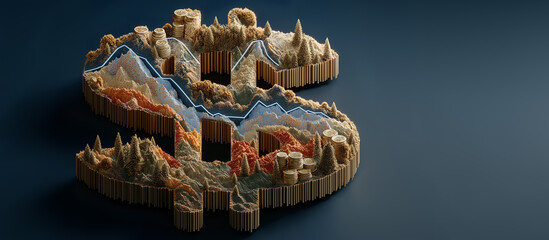 Flat lay dollar sign integrated into stock chart finance money currency investment business economy growth profit financial market data analysis artificial intelligence generated image