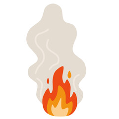 Burning Flame with Smoke in Flat Minimal Style Illustration