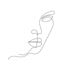 Continuous one line drawing of woman face. beauty concept. one line female face. boho style. wall decoration