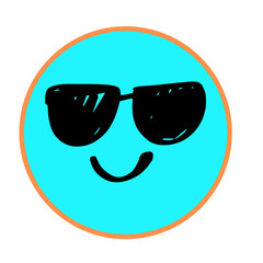 Cool blue smiley face wearing sunglasses