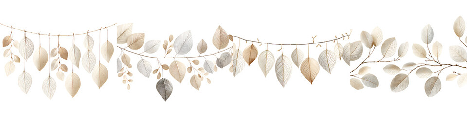 Elegant Foliage Garland, Neutral Tones, Watercolor Style Illustration