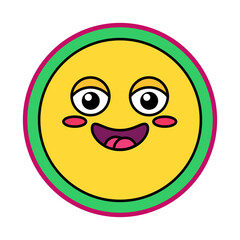 Happy cartoon face with big smile and blushing cheeks