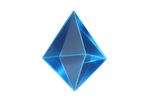 Blue transparent crystal geometric shape 3d rendering - Powered by Adobe