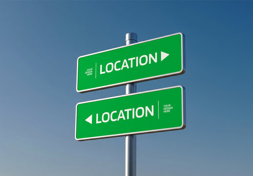 Street Direction Sign Mockup Template